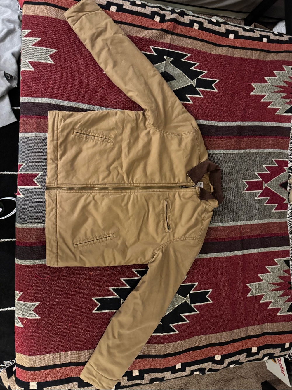 Old Navy Tan Workwear Jacket with Brown Corduroy Collar